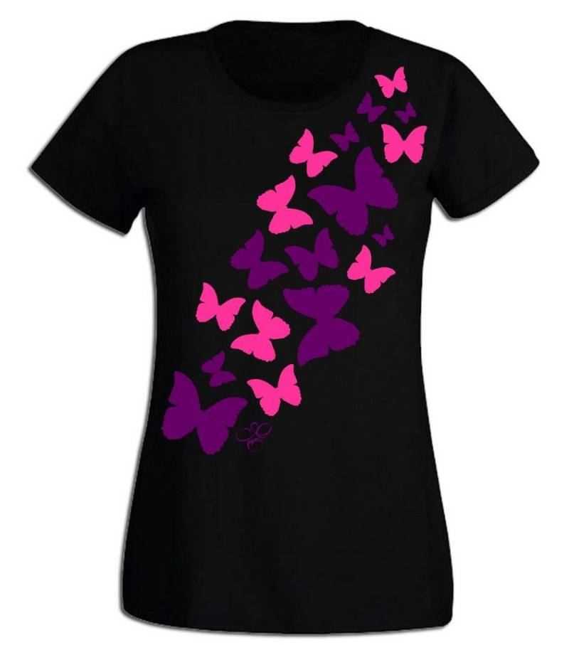 G-graphics T-Shirt Schmetterlinge Slim-fit Damen T-Shirt aus unserer Pink-Purple-Collection von G-graphics
