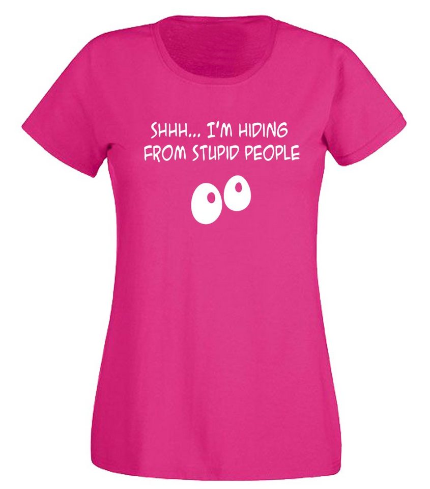 G-graphics T-Shirt Shhh... I´m hiding from stupid people Slim-fit- Damen T-Shirt mit Statement / Spruch als Frontprint von G-graphics