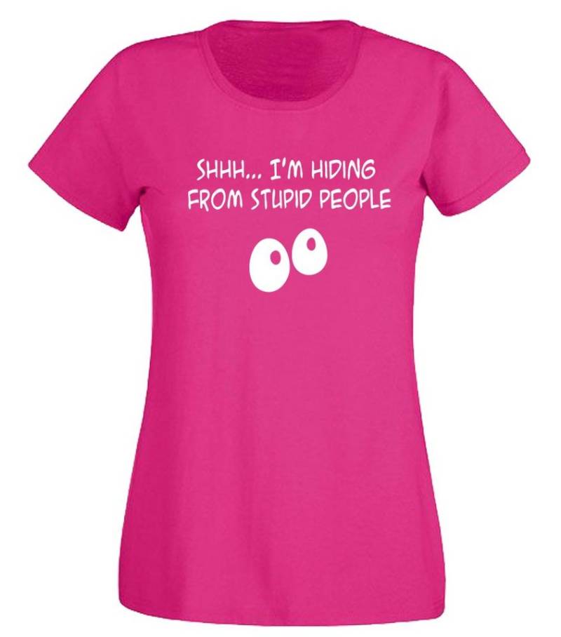 G-graphics T-Shirt Shhh... I´m hiding from stupid people Slim-fit- Damen T-Shirt mit Statement / Spruch als Frontprint von G-graphics