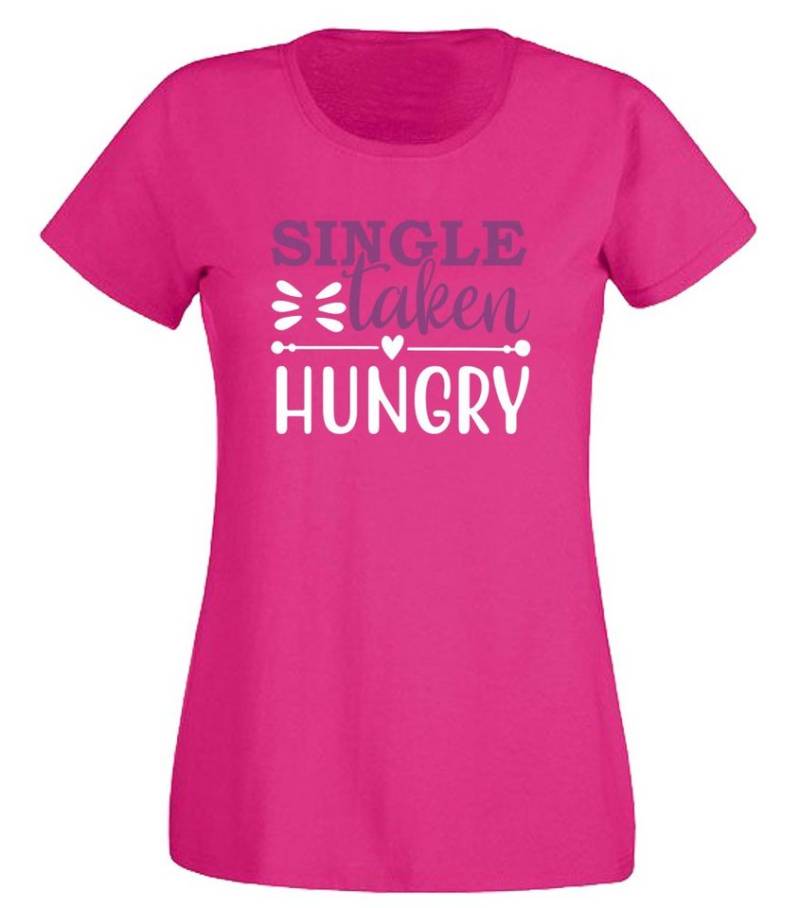G-graphics T-Shirt Single taken hungry Slim-fit- Damen T-Shirt mit Statement / Spruch als Frontprint von G-graphics