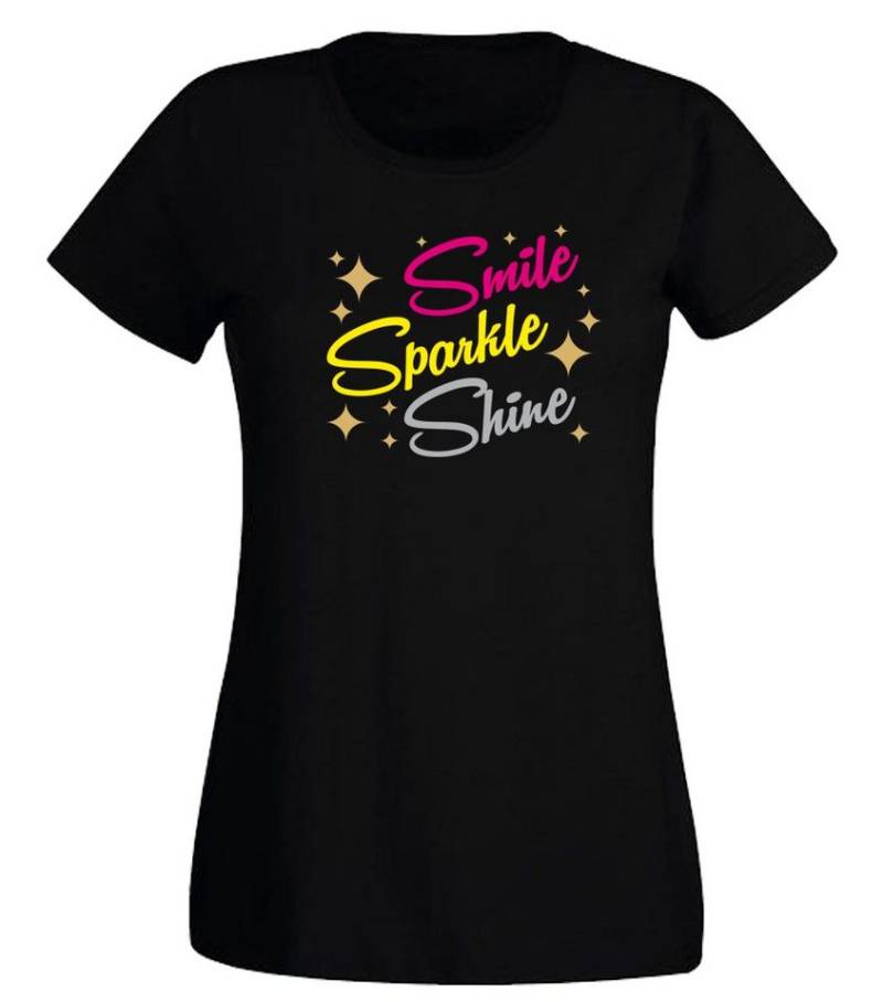 G-graphics T-Shirt Smile Sparkle Shine Slim-fit- Damen T-Shirt mit Statement / Spruch als Frontprint von G-graphics