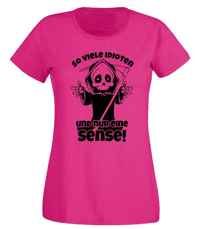 G-graphics T-Shirt Damen T-Shirt - So viele Idioten und nur eine Sense! mit trendigem Frontprint, Aufdruck auf der Vorderseite, Spruch/Sprüche/Print/Motiv, für jung & alt, Slim-fit von G-graphics