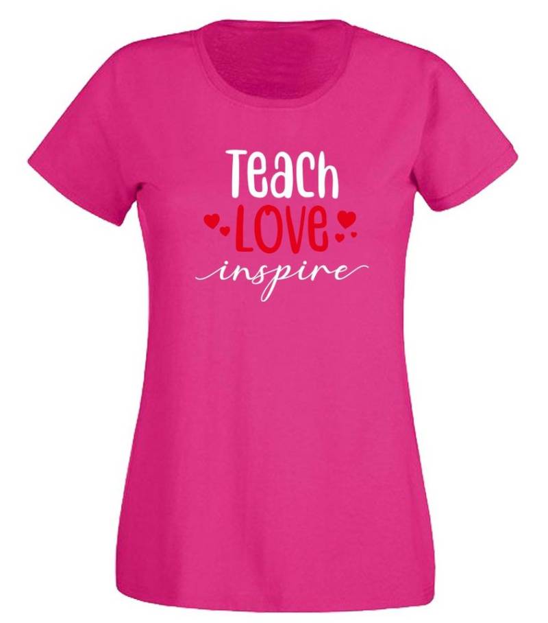 G-graphics T-Shirt Teach love inspire Slim-fit- Damen T-Shirt mit Spruch für die, die ihren Job liebt von G-graphics