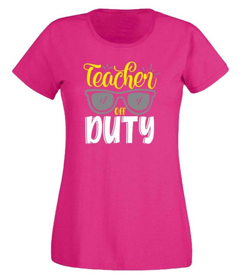 G-graphics T-Shirt Teacher off duty Slim-fit- Damen T-Shirt mit Spruch für die, die ihren Job liebt von G-graphics