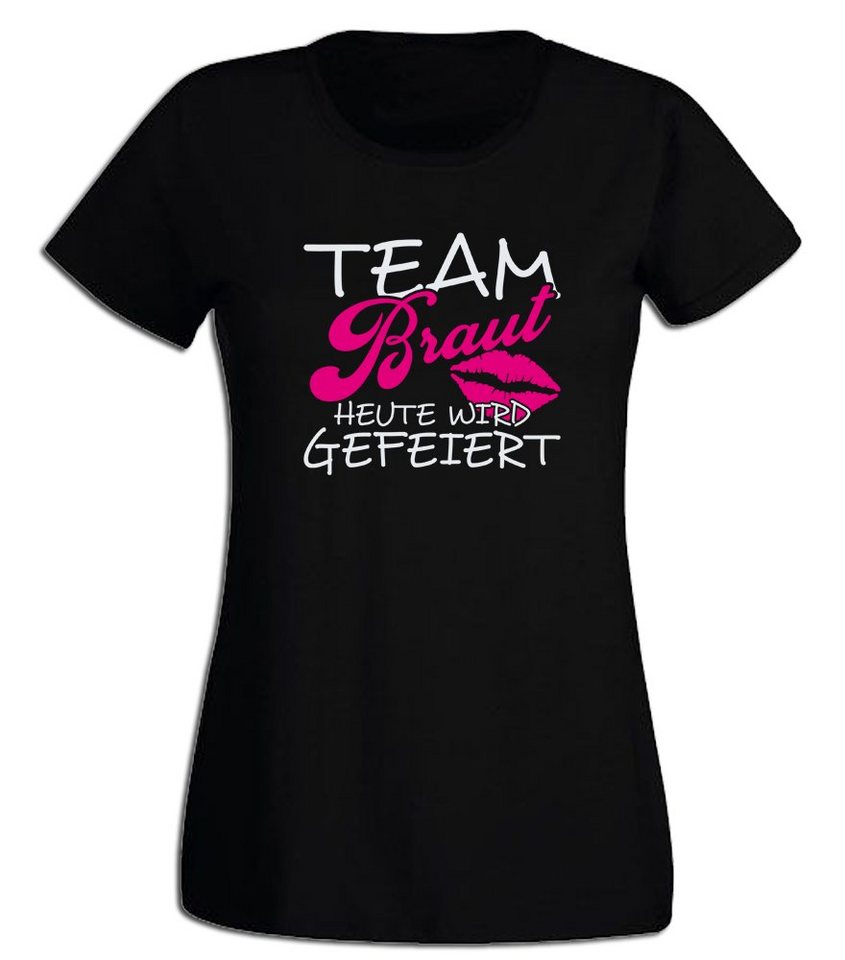 G-graphics T-Shirt zum Junggesellinnen-Abschied - Team Braut – Heute wird gefeiert Slim-fit Damen Begleiterinnen-T-Shirt zum JGA / Poltershirt von G-graphics