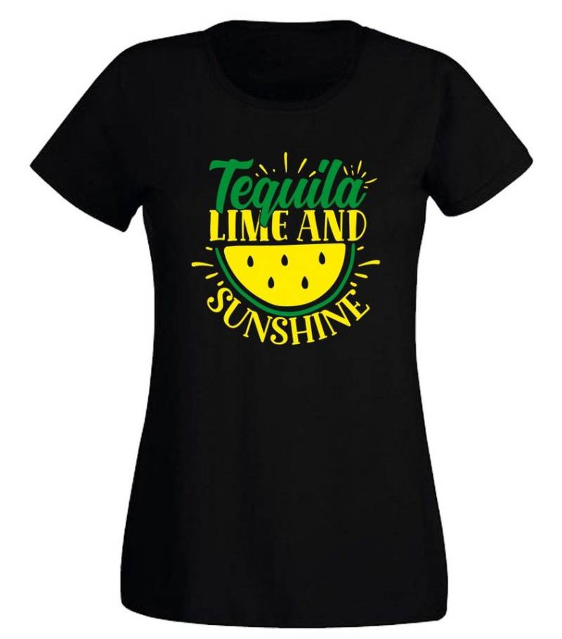 G-graphics T-Shirt Tequilla lime and sunshine Slim-fit- Damen T-Shirt mit Statement / Spruch als Frontprint von G-graphics