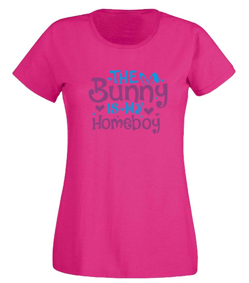 G-graphics T-Shirt The Bunny is my homeboy Slim-fit- Damen T-Shirt mit Frontprintmotiv zu Ostern von G-graphics