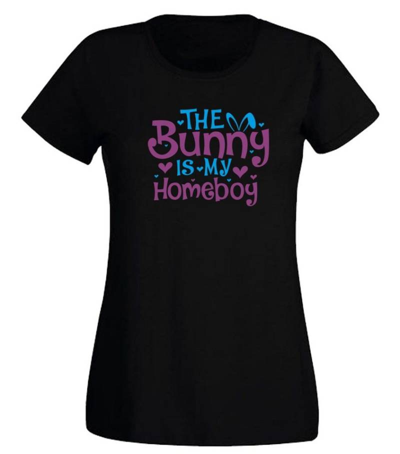 G-graphics T-Shirt The Bunny is my homeboy Slim-fit- Damen T-Shirt mit Frontprintmotiv zu Ostern von G-graphics