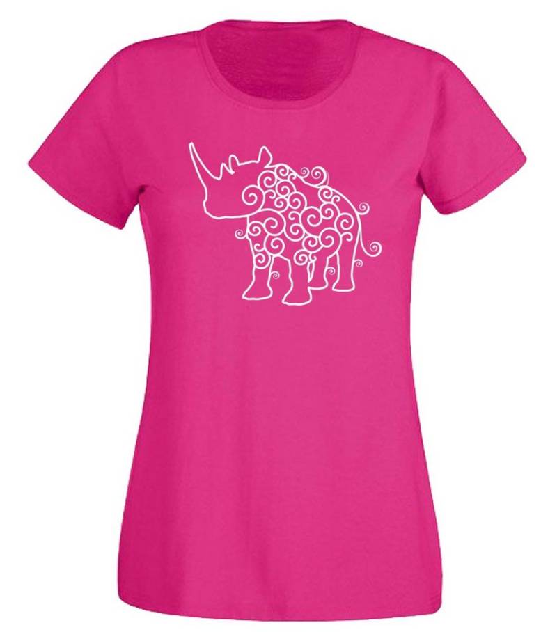 G-graphics T-Shirt Tribalnashorn Slim-fit- Damen T-Shirt mit Motiv als Frontprint von G-graphics