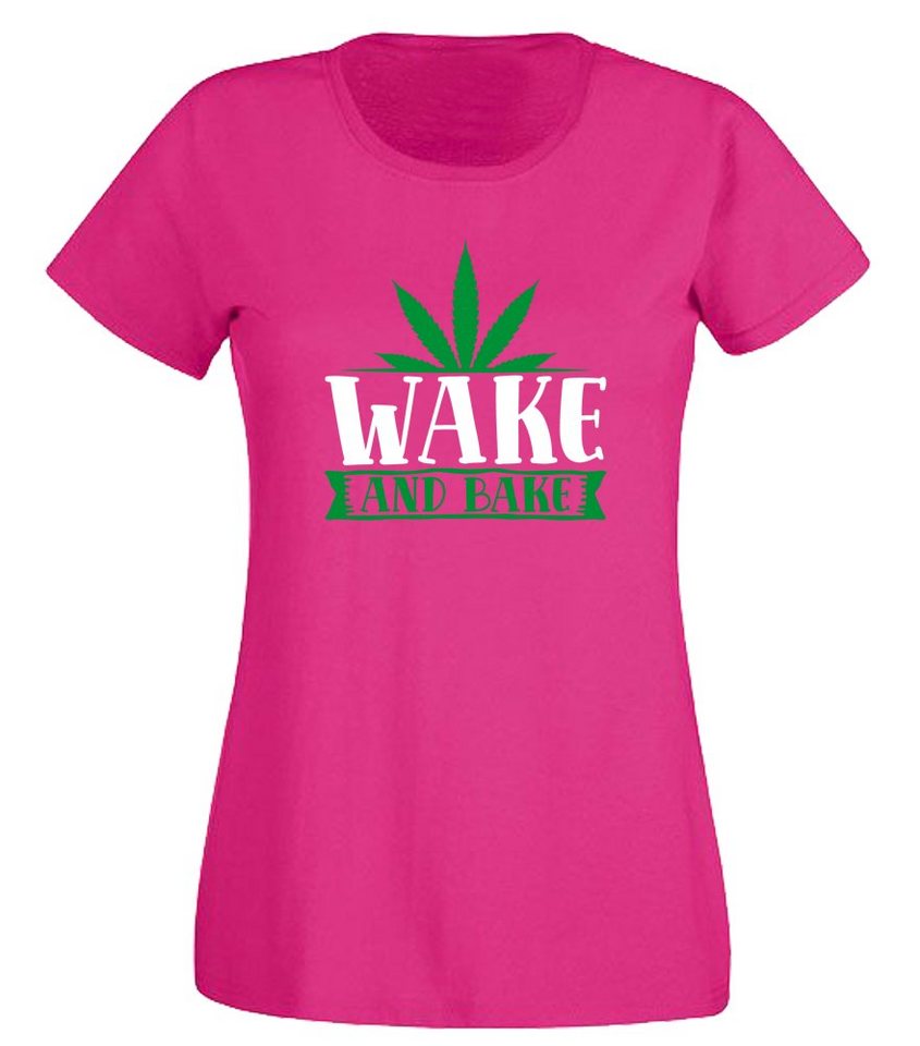 G-graphics T-Shirt Wake and bake Slim-fit- Damen T-Shirt mit Statement / Spruch als Frontprint von G-graphics