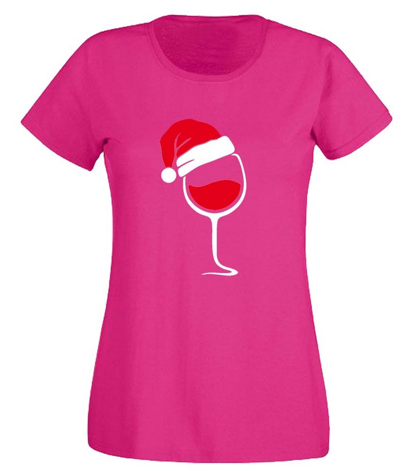 G-graphics T-Shirt Damen T-Shirt - Weihnachtsweinglas mit trendigem Frontprint, Aufdruck auf der Vorderseite, Spruch/Sprüche/Print/Motiv, für jung & alt, Slim-fit von G-graphics