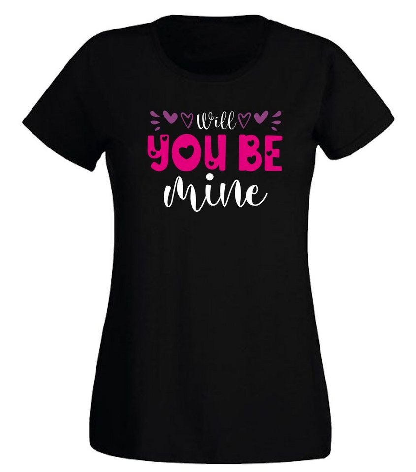 G-graphics T-Shirt Will you be mine Slim-fit Damen T-Shirt mit Frontprint zum Valentinstag von G-graphics