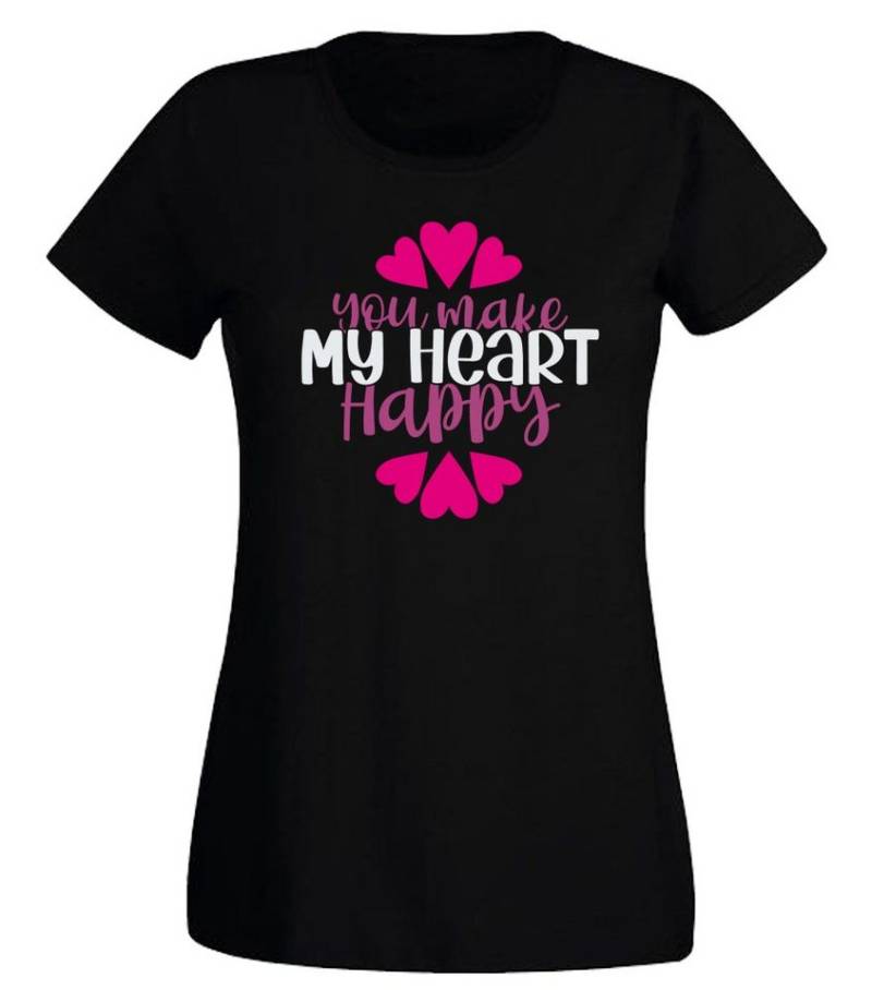 G-graphics T-Shirt You make my heart happy Slim-fit Damen T-Shirt mit Frontprint zum Valentinstag von G-graphics