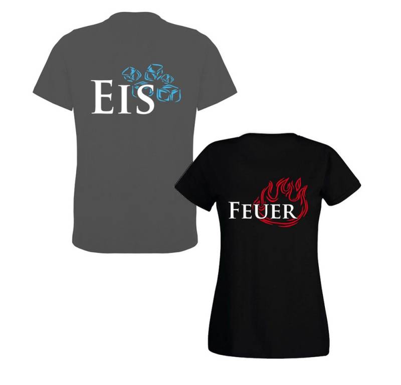 G-graphics T-Shirt Eis & Feuer (Partner- / Paar-Set, Einzelteile zum selbst zusammenstellen) Aufdruck auf der Vorder- oder Rückseiteseite wählbar von G-graphics