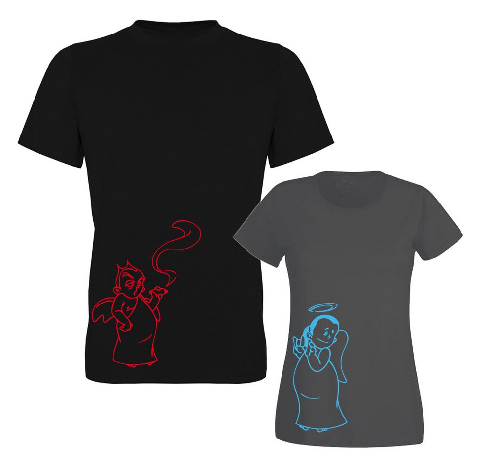 G-graphics T-Shirt Engel & Teufel (Partner- / Paar-Set, Einzelteile zum selbst zusammenstellen) Aufdruck auf der Vorder- oder Rückseiteseite wählbar von G-graphics