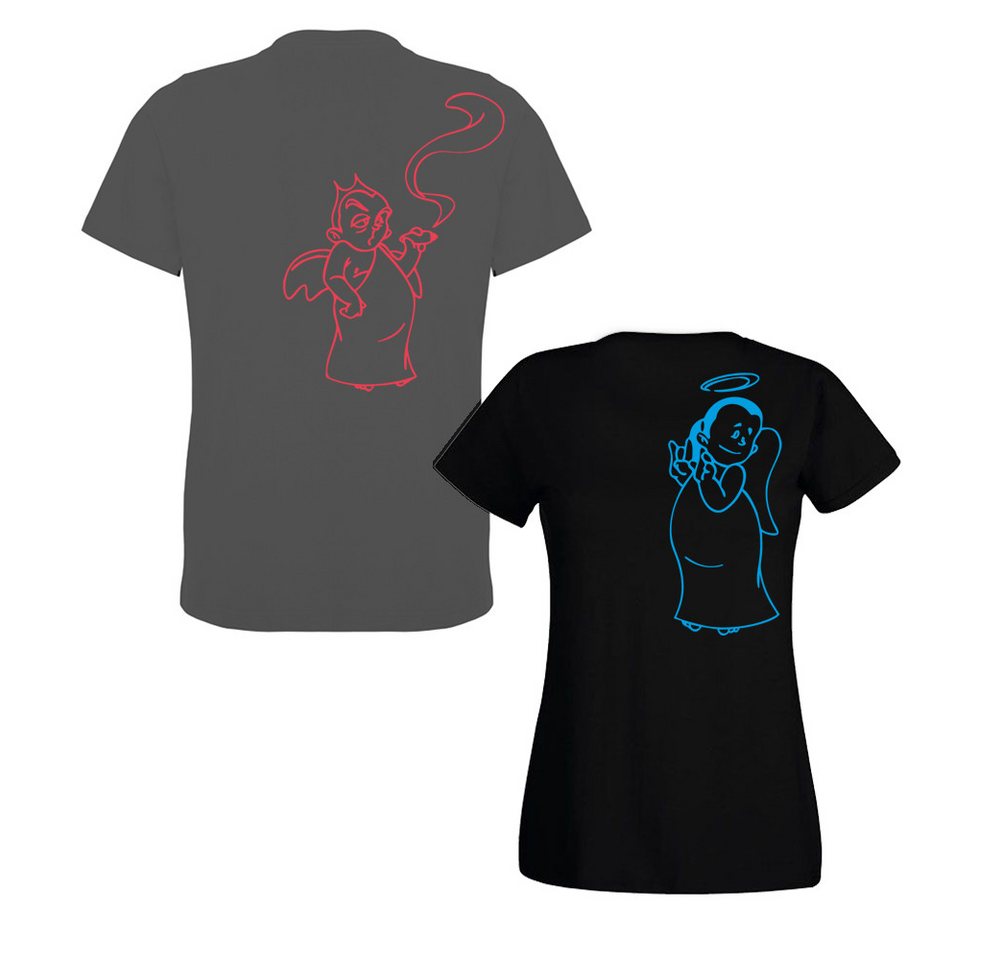 G-graphics T-Shirt Engel & Teufel (Partner- / Paar-Set, Einzelteile zum selbst zusammenstellen) Aufdruck auf der Vorder- oder Rückseiteseite wählbar von G-graphics