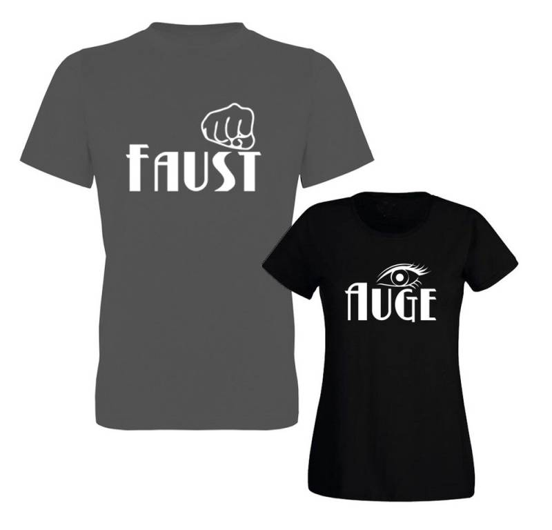 G-graphics T-Shirt Faust & Auge (Partner- / Paar-Set, Einzelteile zum selbst zusammenstellen) Aufdruck auf der Vorder- oder Rückseiteseite wählbar von G-graphics