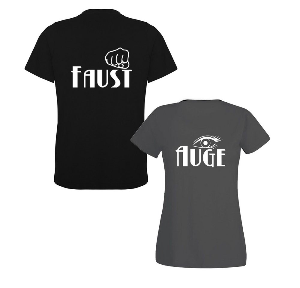 G-graphics T-Shirt Faust & Auge (Partner- / Paar-Set, Einzelteile zum selbst zusammenstellen) Aufdruck auf der Vorder- oder Rückseiteseite wählbar von G-graphics
