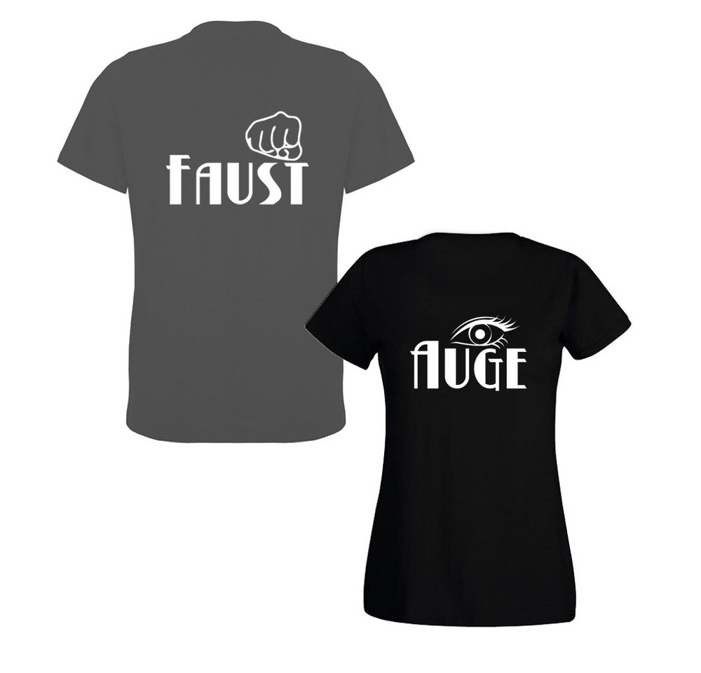 G-graphics T-Shirt Faust & Auge (Partner- / Paar-Set, Einzelteile zum selbst zusammenstellen) Aufdruck auf der Vorder- oder Rückseiteseite wählbar von G-graphics