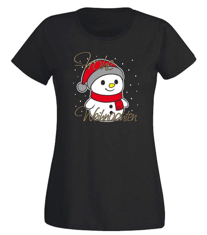 G-graphics T-Shirt Frohe Weihnachten – Schneemann Slim-fit Damen T-Shirt mit schönem Winter- & Weihnachtsmotiv von G-graphics