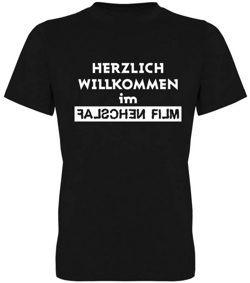 G-graphics T-Shirt Herzlich Willkommen im falschen Film Herren T-Shirt mit Statement / Spruch / Motiv als Frontprint von G-graphics