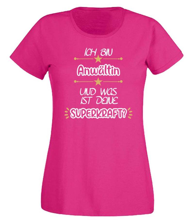 G-graphics T-Shirt Ich bin Anwältin und was ist deine Superkraft? Slim-fit Damen T-Shirt mit Frontprint für die, die ihren Job lieben von G-graphics