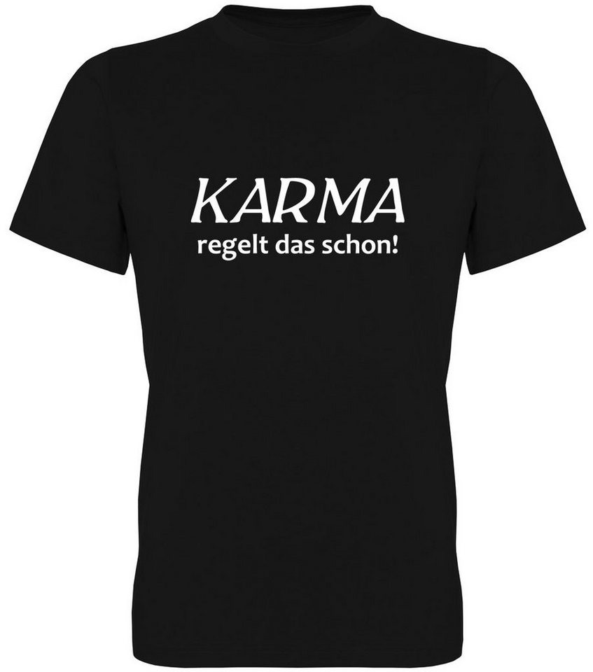 G-graphics T-Shirt Karma regelt das schon! Herren T-Shirt mit Statement / Spruch / Motiv als Frontprint von G-graphics