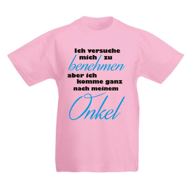 G-graphics T-Shirt Ich versuche mich zu benehmen, aber ich komme ganz nach meinem Onkel Kinder T-Shirt mit Spruch / Statement von G-graphics