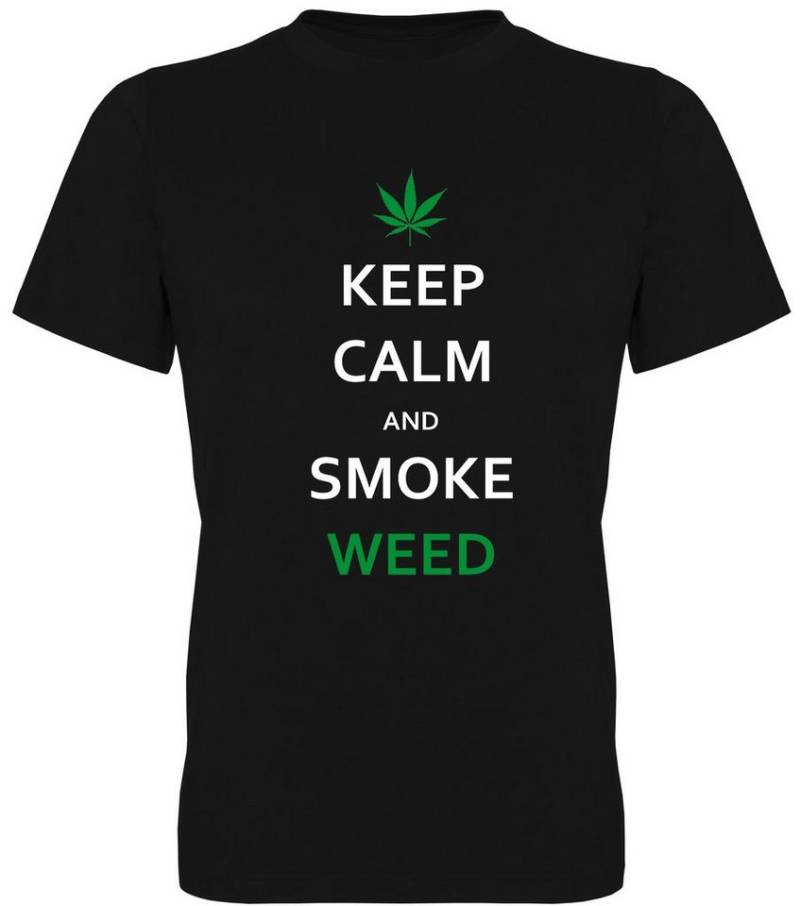 G-graphics T-Shirt Keep calm and smoke Weed Herren T-Shirt mit Statement / Spruch als Frontprint von G-graphics