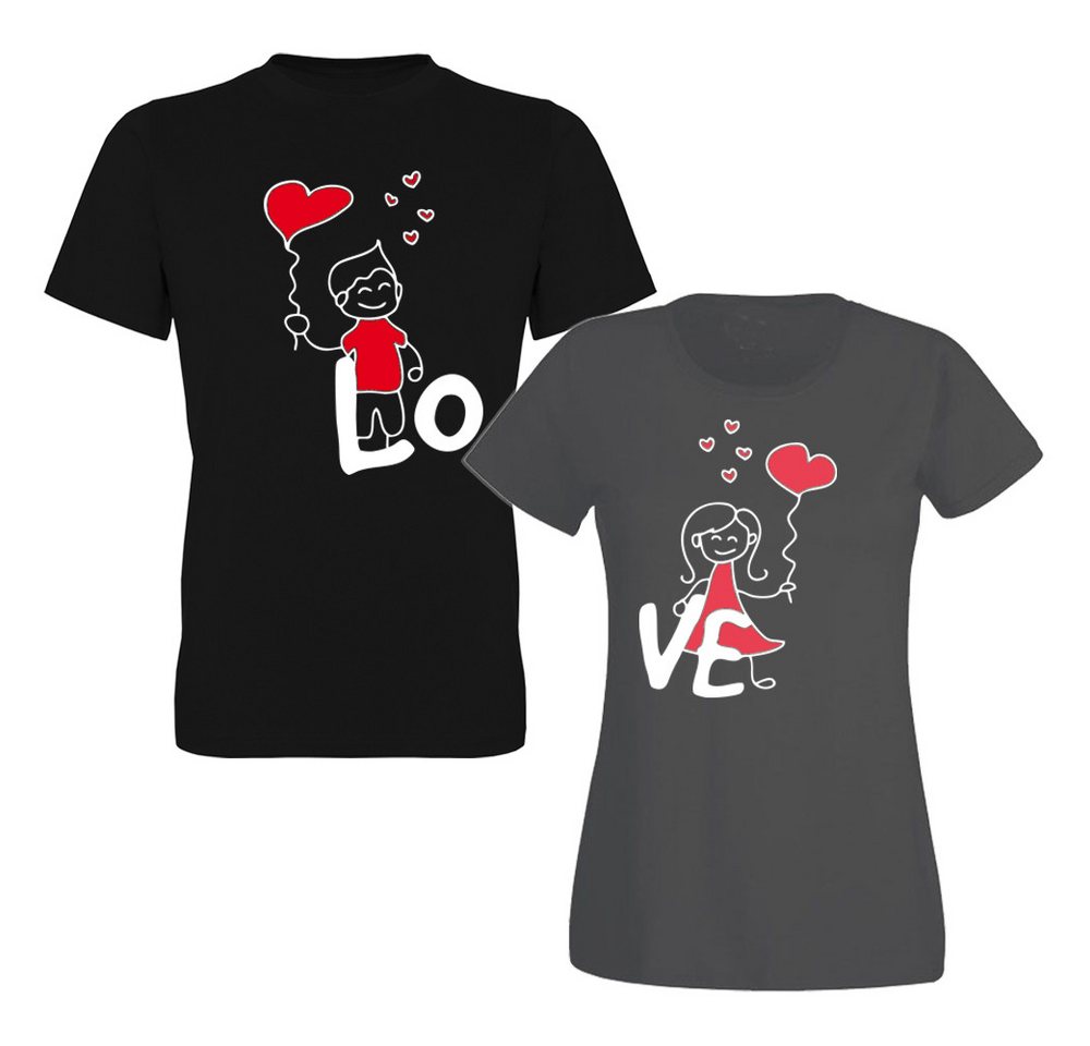 G-graphics T-Shirt LO – VE (Partner- / Paar-Set, Einzelteile zum selbst zusammenstellen) Aufdruck auf der Vorder- oder Rückseiteseite wählbar von G-graphics