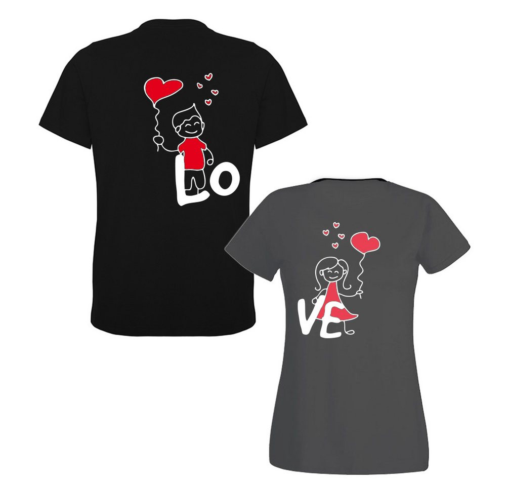 G-graphics T-Shirt LO – VE (Partner- / Paar-Set, Einzelteile zum selbst zusammenstellen) Aufdruck auf der Vorder- oder Rückseiteseite wählbar von G-graphics