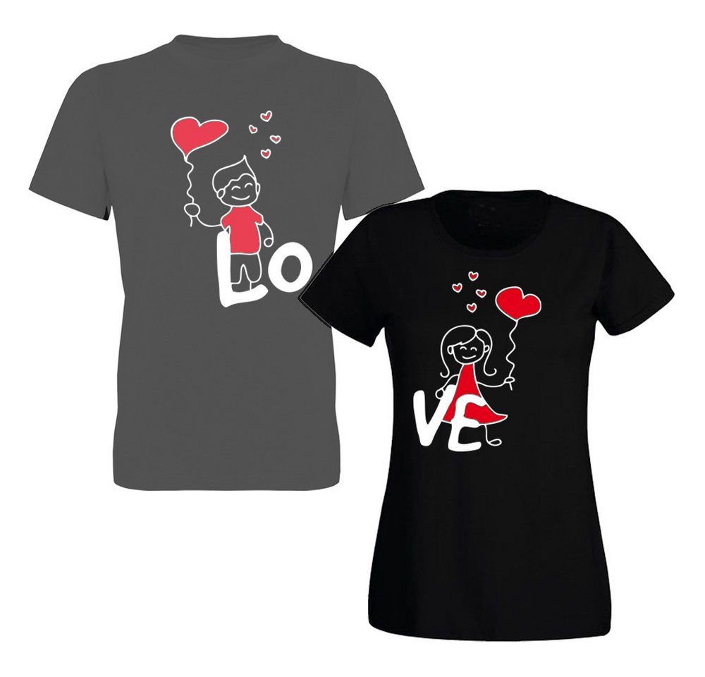 G-graphics T-Shirt LO – VE (Partner- / Paar-Set, Einzelteile zum selbst zusammenstellen) Aufdruck auf der Vorder- oder Rückseiteseite wählbar von G-graphics
