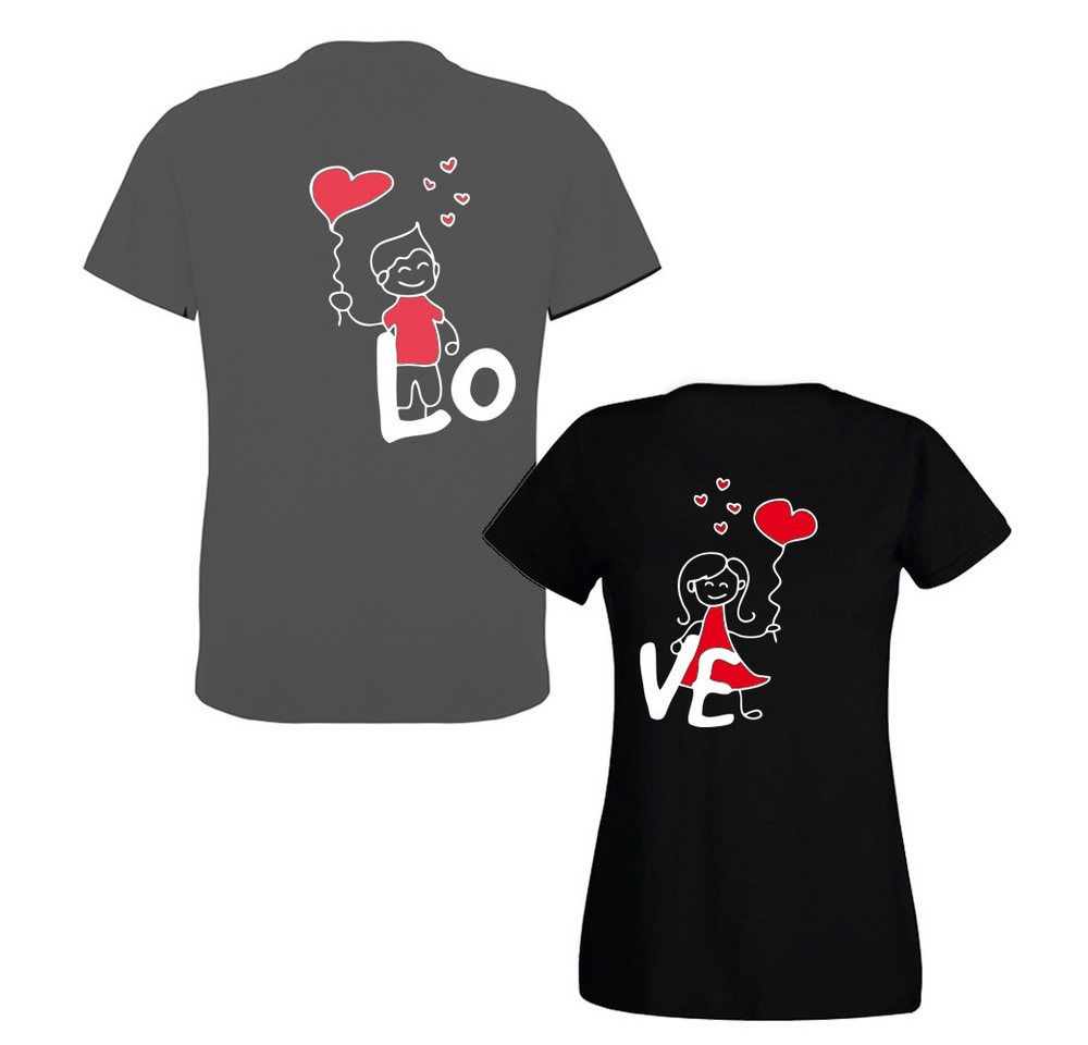 G-graphics T-Shirt LO – VE (Partner- / Paar-Set, Einzelteile zum selbst zusammenstellen) Aufdruck auf der Vorder- oder Rückseiteseite wählbar von G-graphics