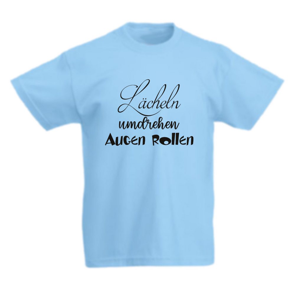 G-graphics T-Shirt Lächeln, umdrehen, Augen rollen Kinder T-Shirt mit coolem Spruch als Frontprint von G-graphics