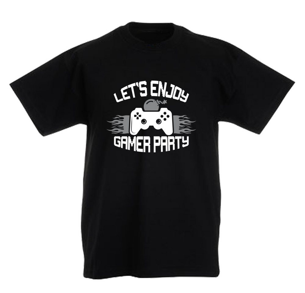G-graphics T-Shirt Lets enjoy gamer party Kinder T-Shirt mit coolem Frontprint für Gamer*innen von G-graphics