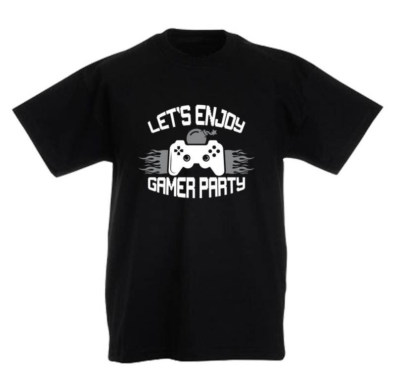 G-graphics T-Shirt Lets enjoy gamer party Kinder T-Shirt mit coolem Frontprint für Gamer*innen von G-graphics