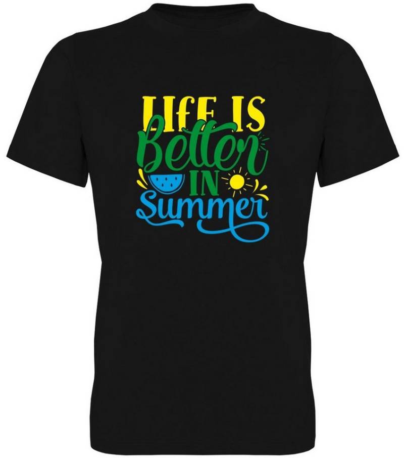 G-graphics T-Shirt Life is better in Summer Herren T-Shirt mit Statement / Spruch / Motiv als Frontprint von G-graphics