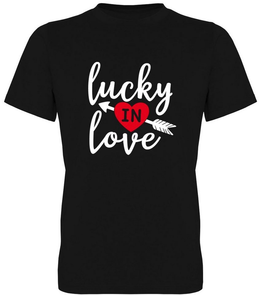 G-graphics T-Shirt Lucky in love Herren T-Shirt mit Frontprint zum Valentinstag von G-graphics