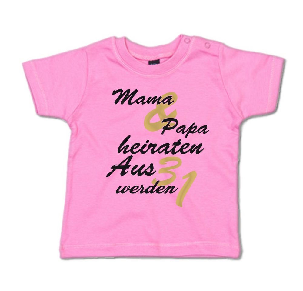 G-graphics T-Shirt Mama & Papa heiraten – Aus 3 werden 1 mit Spruch / Sprüche / Print / Aufdruck, Baby T-Shirt von G-graphics