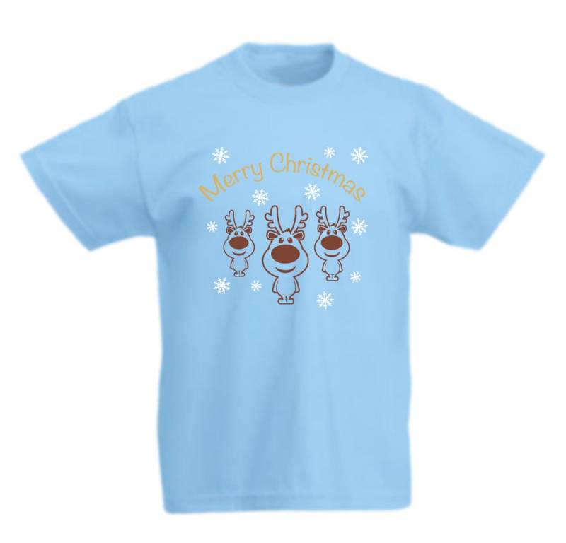 G-graphics T-Shirt Merry Christmas - mit Rentieren & Schneeflocken Kinder T-Shirt mit Weihnachtsmotiv von G-graphics