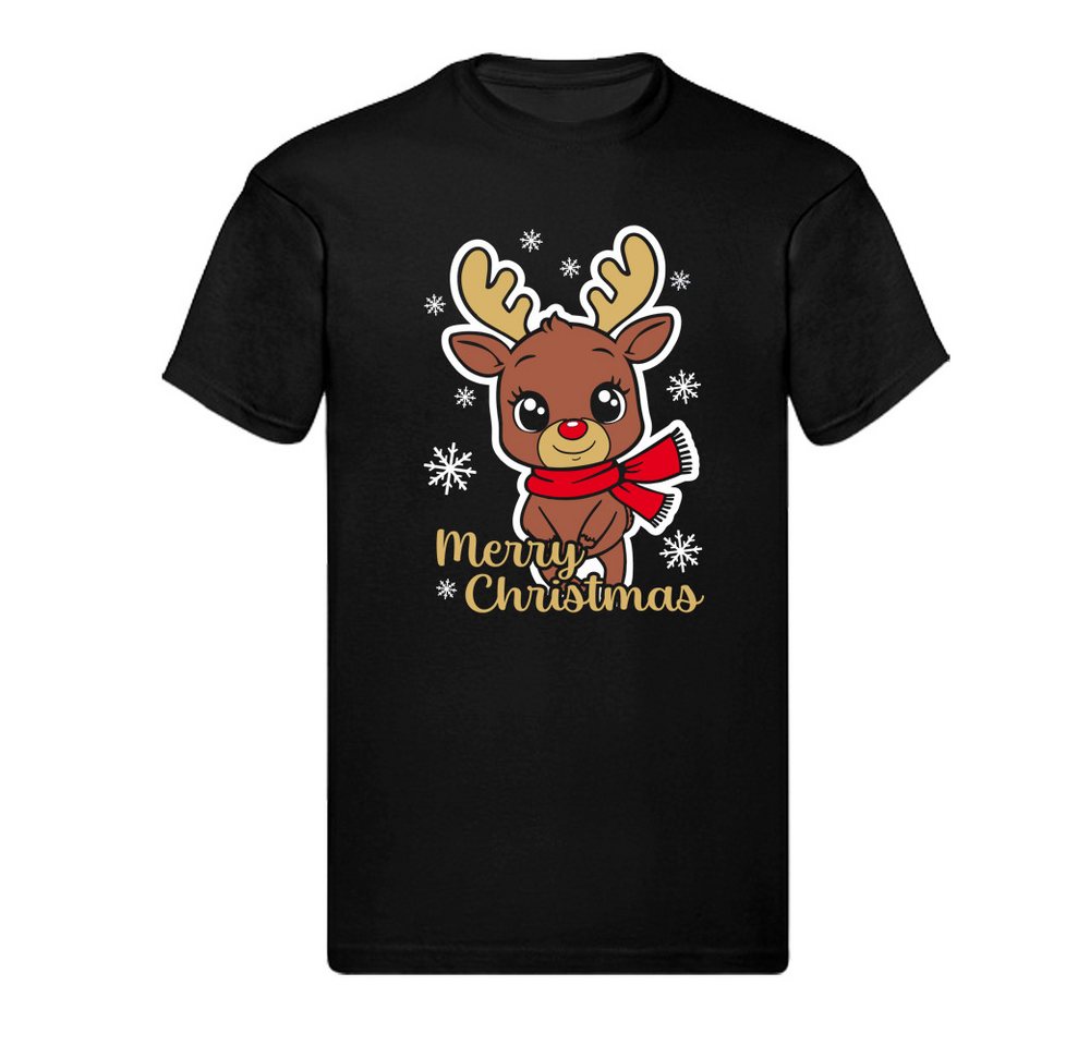 G-graphics T-Shirt Merry Christmas – Rentier mit Kulleraugen & Schal Kinder T-Shirt mit schönem Winter- & Weihnachtsmotiv von G-graphics