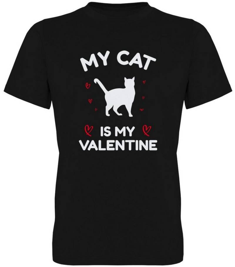 G-graphics T-Shirt My Cat is my Valentine Herren T-Shirt für die echte Katzenpapas zum Valentinstag von G-graphics