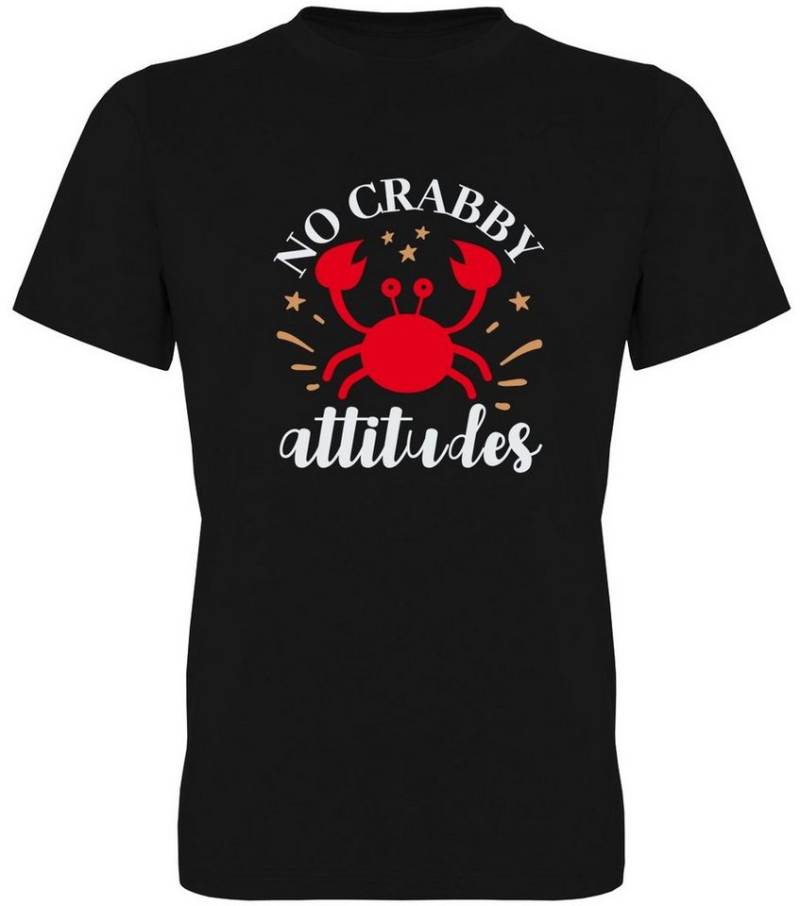 G-graphics T-Shirt No crabby attitudes Herren T-Shirt mit Statement / Spruch / Motiv als Frontprint von G-graphics