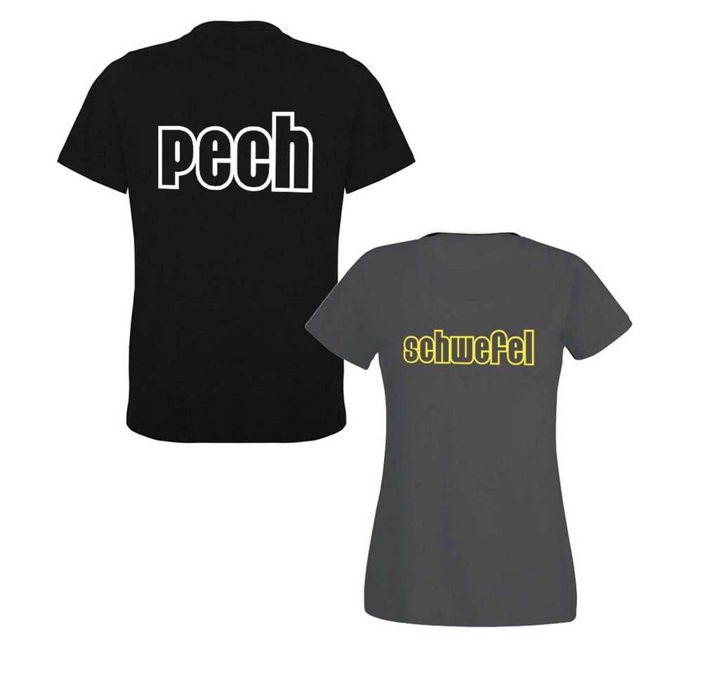 G-graphics T-Shirt Pech & Schwefel (Partner- / Paar-Set, Einzelteile zum selbst zusammenstellen) Aufdruck auf der Vorder- oder Rückseiteseite wählbar von G-graphics