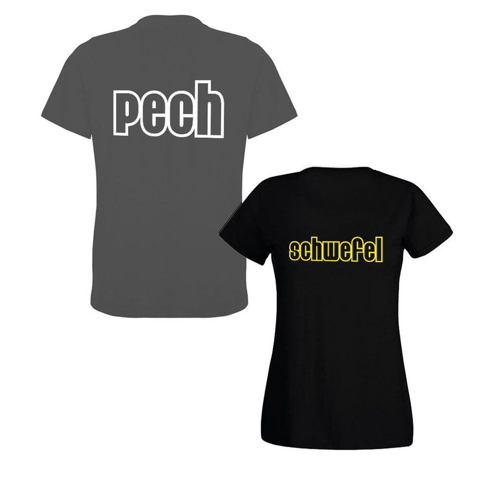 G-graphics T-Shirt Pech & Schwefel (Partner- / Paar-Set, Einzelteile zum selbst zusammenstellen) Aufdruck auf der Vorder- oder Rückseiteseite wählbar von G-graphics