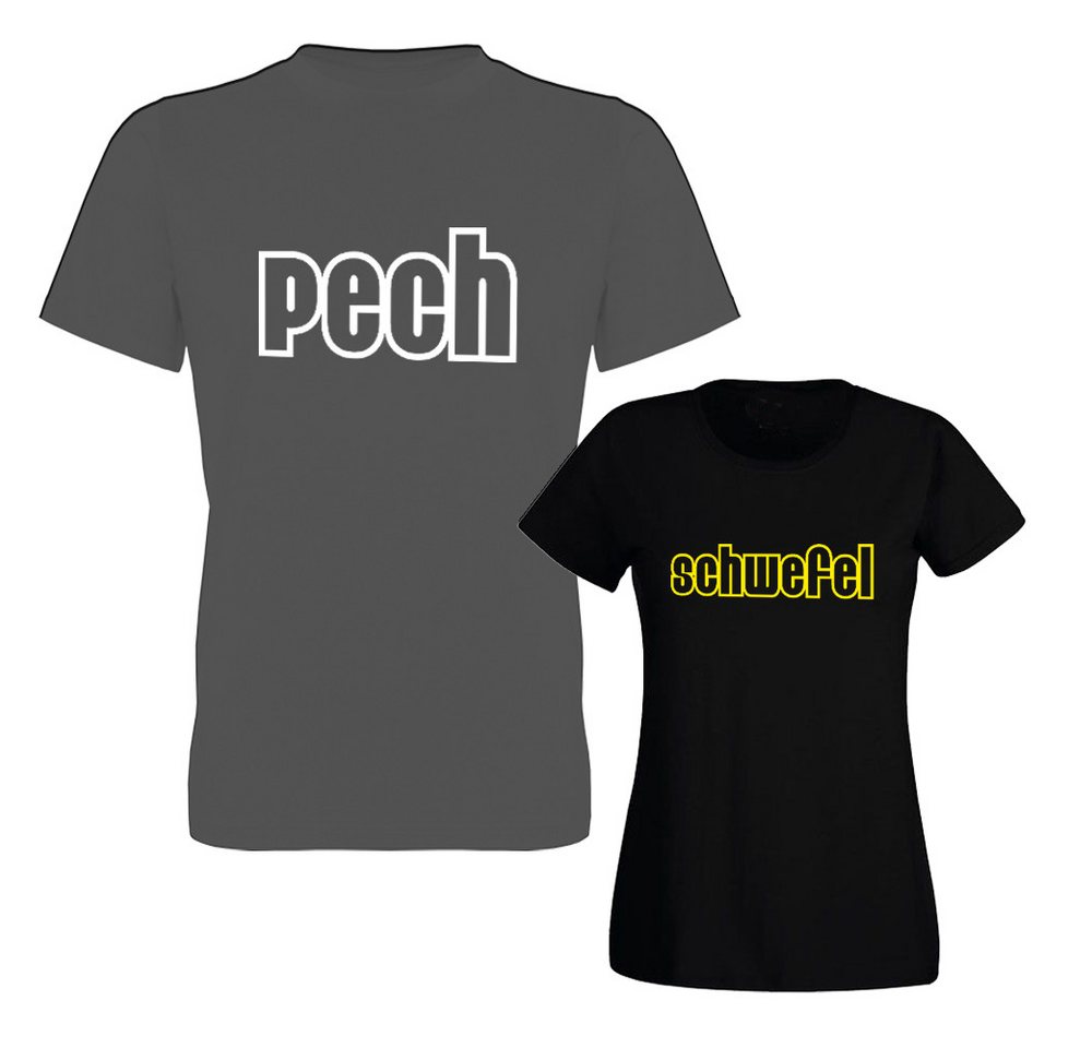 G-graphics T-Shirt Pech & Schwefel (Partner- / Paar-Set, Einzelteile zum selbst zusammenstellen) Aufdruck auf der Vorder- oder Rückseiteseite wählbar von G-graphics
