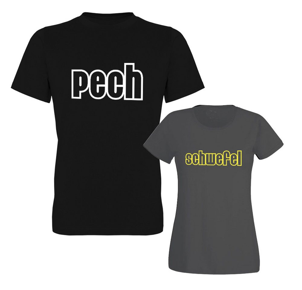 G-graphics T-Shirt Pech & Schwefel (Partner- / Paar-Set, Einzelteile zum selbst zusammenstellen) Aufdruck auf der Vorder- oder Rückseiteseite wählbar von G-graphics