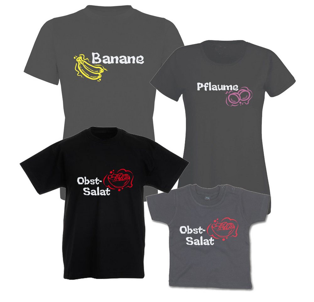 G-graphics T-Shirt Pflaume, Banane & Obstsalat (Familienset, Einzelteile zum selbst zusammenstellen) Kinder- & Erwachsenen-T-Shirt-Set mit Frontprint von G-graphics