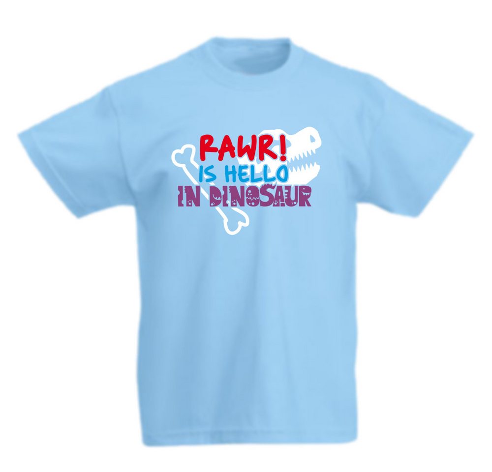 G-graphics T-Shirt Rawr! is hello in dinosaur Kinder T-Shirt mit coolem Spruch als Frontprint von G-graphics