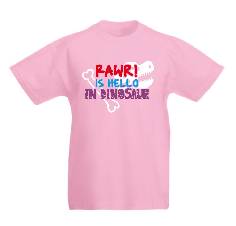 G-graphics T-Shirt Rawr! is hello in dinosaur Kinder T-Shirt mit coolem Spruch als Frontprint von G-graphics